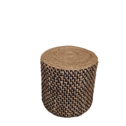 Pouf Yute Natural/Negro Redondo - Decoghar